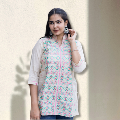 Phulkari Top with Neck Collar