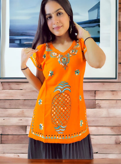 Kantha Embroidery Cotton Top for Women