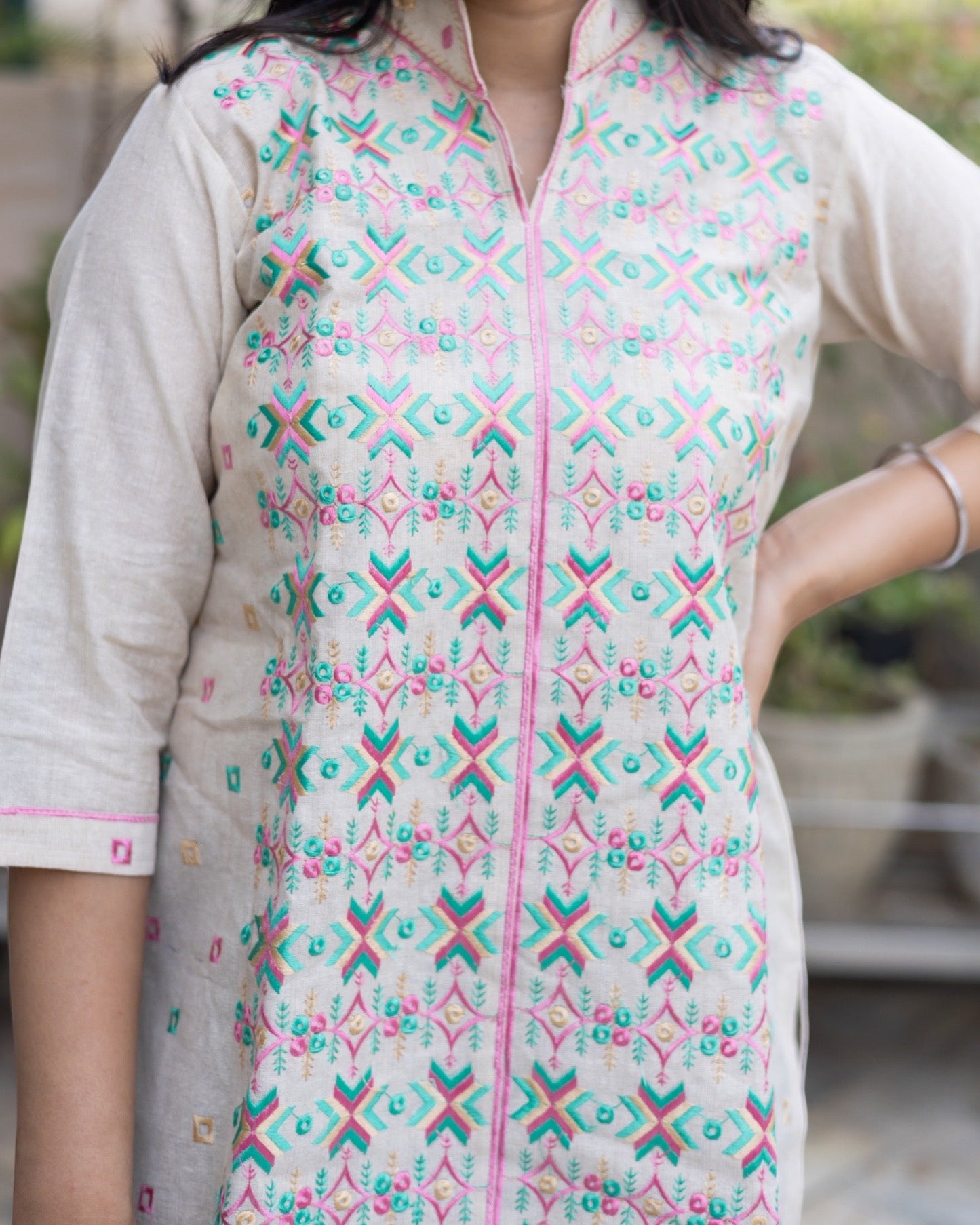 Phulkari Top with Neck Collar