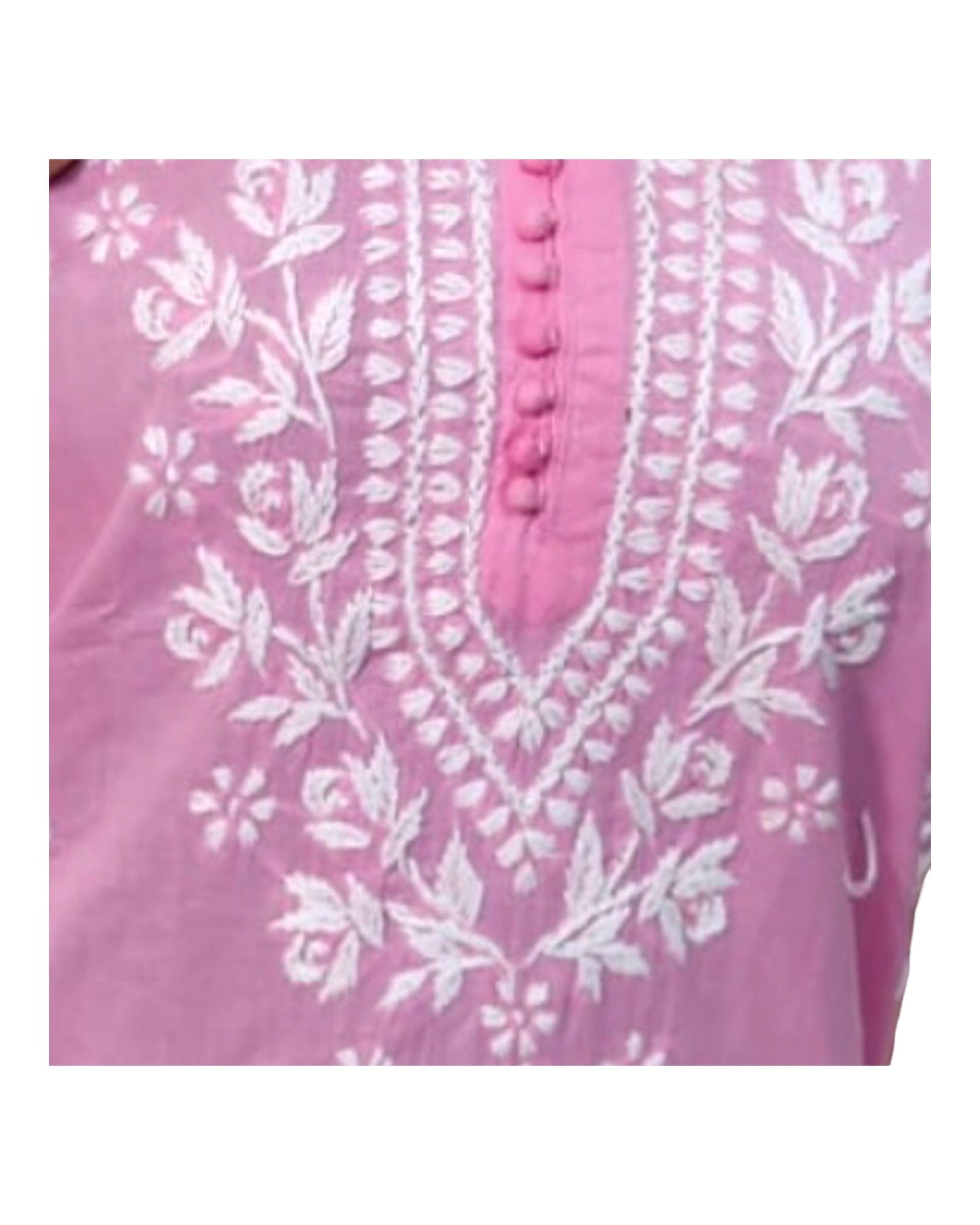 Pink Chikankari Cotton Top for Women