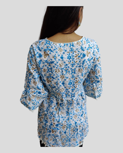 Printed White Rayon Tunic for Women